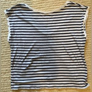 Moda International Navy Stripe V Back Cotton Tee